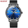 OLEVS Brand Quartz Stainless Steel Milanese strap WristWatches Fashion Waterproof HighQuality Men's Watch OEM